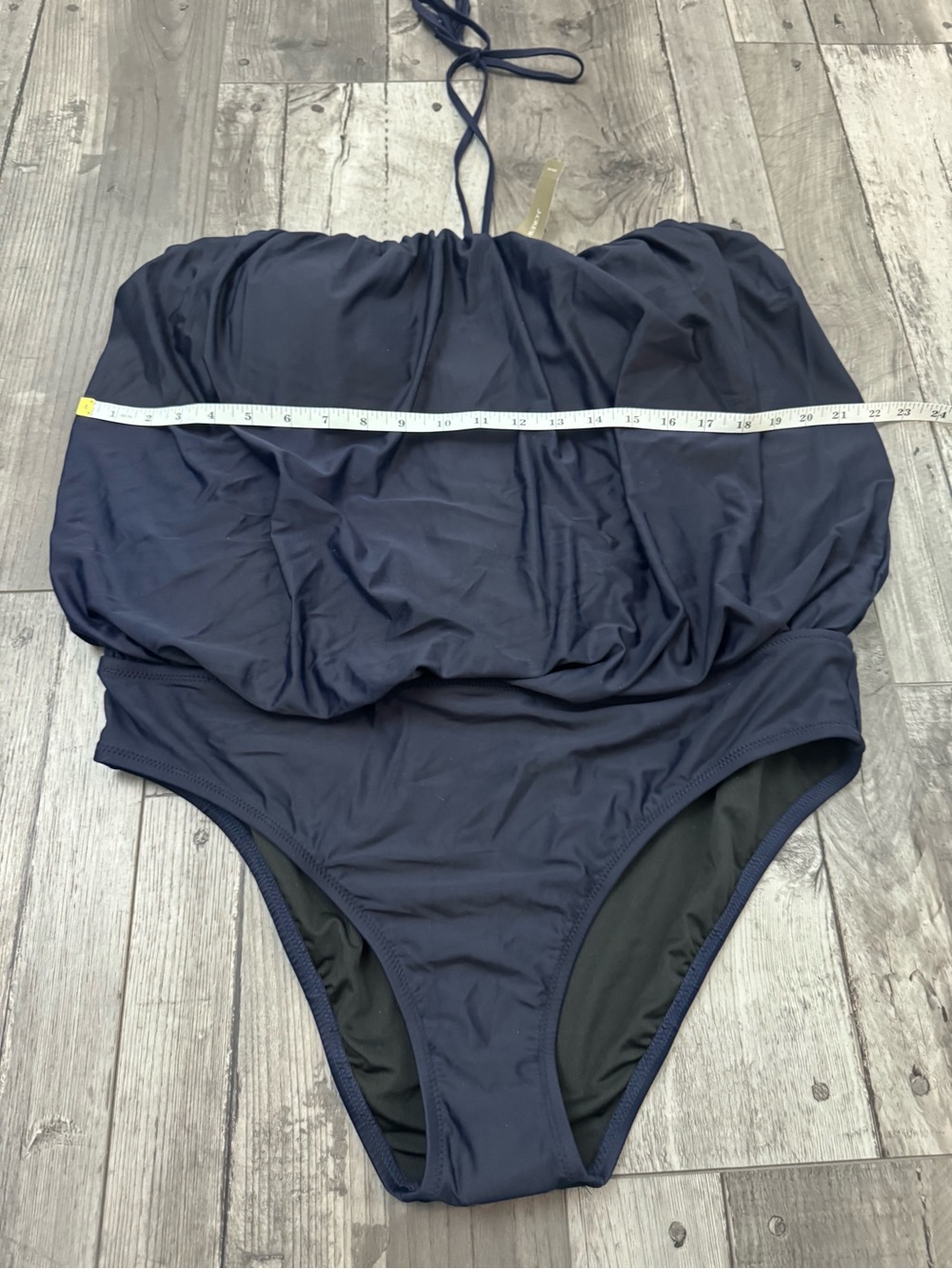 J. Crew Draped Blouson One Piece Swimsuit Women's 16 Halter NEW Navy Blue - Picture 3 of 7
